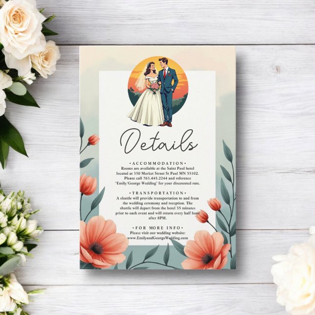 Elegant Romantic Bride And Groom Floral Wedding Enclosure Card (Creator Uploaded)