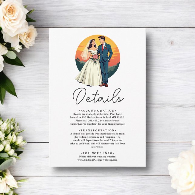 Elegant Romantic Bride And Groom Sunset Wedding Enclosure Card (Creator Uploaded)