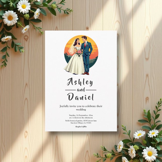 Elegant Romantic Bride And Groom Sunset Wedding Invitation (Creator Uploaded)