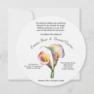 Elegant Romantic Calla Lily Soft Watercolor Pastel Invitation