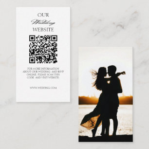 Elegant Romantic Calligraphic Photo Wedding QRCode Enclosure Card