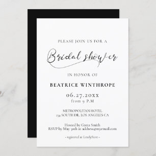 Elegant romantic calligraphy Bridal shower Invitation