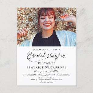 Elegant romantic calligraphy Bridal shower photo Postcard