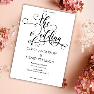 Elegant Romantic Calligraphy Script Wedding Invitation