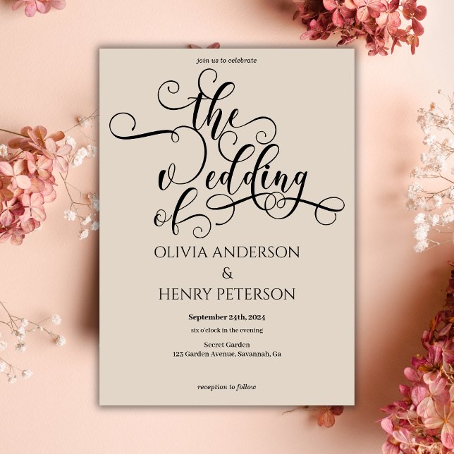 Elegant Romantic Calligraphy Script Wedding Invitation (Creator Uploaded)