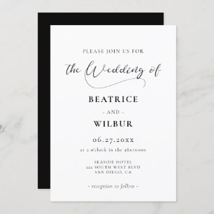 Elegant romantic calligraphy wedding invitation