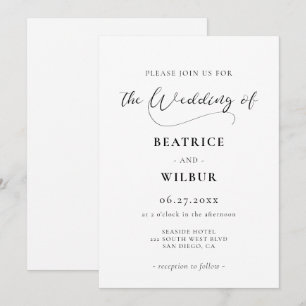 Elegant romantic calligraphy wedding invitation