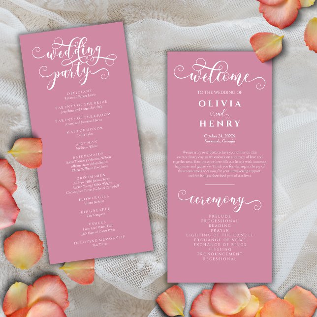 Elegant Romantic Calligraphy  Wedding Program  (Creator Uploaded)