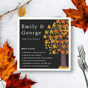 Elegant Romantic Carved Tree Black Fall Wedding Napkin