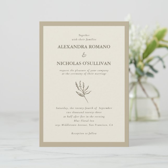 Elegant Romantic Champagne Palette Wedding  Invitation (Standing Front)