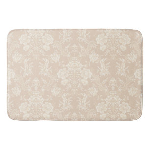 Elegant Romantic Chic Floral Damask-Cream Bath Mat