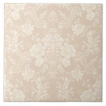 Elegant Romantic Chic Floral Damask-Cream Ceramic Tile<br><div class="desc">Elegant vintage-inspired floral damask design featuring chic monochrome light-on-dark pastel cream flowers,  leafy scrolls and swags of delicate lacy ribbons. This pattern is seamless and can be scaled up or down.</div>