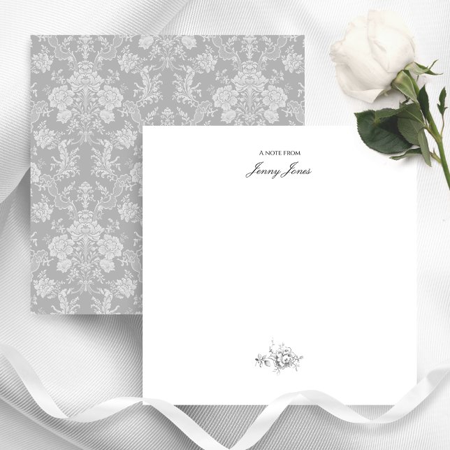 Elegant Romantic Chic Floral Damask-Grey Card (Creator Uploaded)