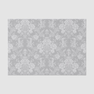 Elegant Romantic Chic Floral Damask-Grey Tissue Paper