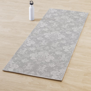 Elegant Romantic Chic Floral Damask-Grey Yoga Mat