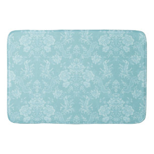 Elegant Romantic Chic Floral Damask-Mint Bath Mat