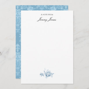 Elegant Romantic Chic Floral Damask-Pastel Blue Card