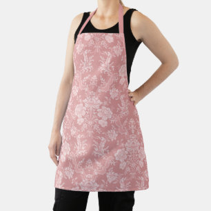 Elegant Romantic Chic Floral Damask-Pastel Pink Apron