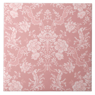 Elegant Romantic Chic Floral Damask-Pastel Pink Ceramic Tile