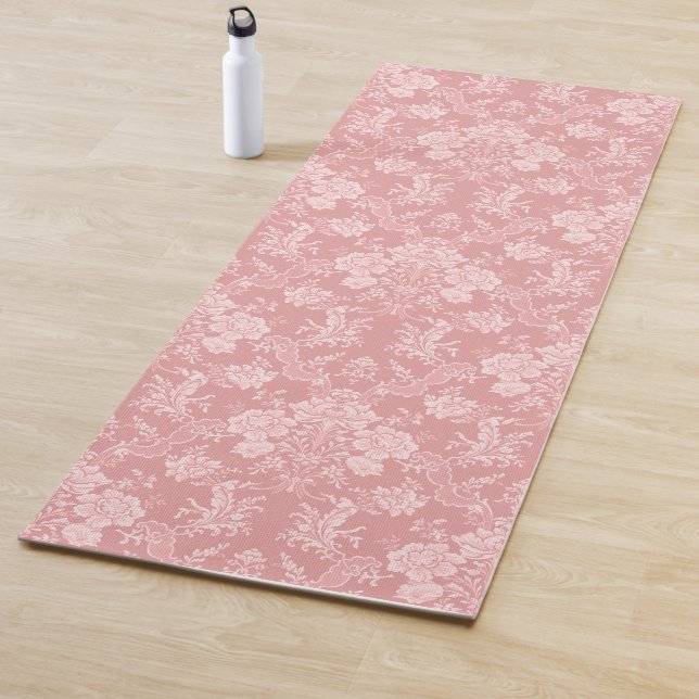 Elegant Romantic Chic Floral Damask-Pastel Pink Yoga Mat (In Situ)