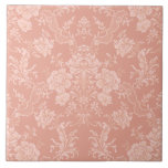 Elegant Romantic Chic Floral Damask-Peach Ceramic Tile<br><div class="desc">Elegant vintage-inspired floral damask design featuring chic monochrome light-on-dark pastel peach flowers,  leafy scrolls and swags of delicate lacy ribbons. This pattern is seamless and can be scaled up or down.</div>
