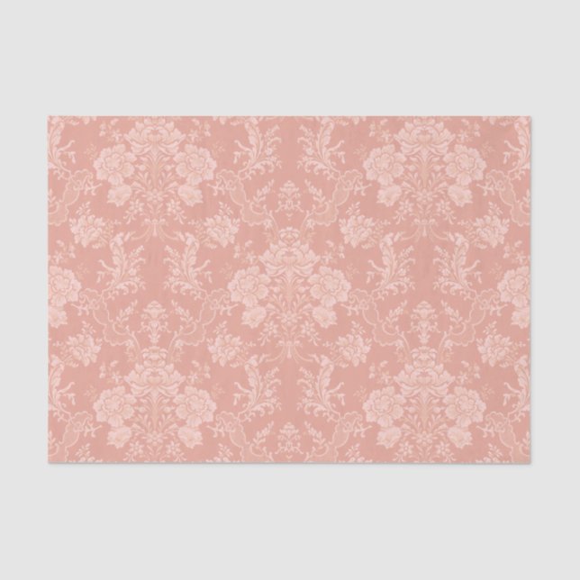 Elegant Romantic Chic Floral Damask-Peach Tissue Paper (Front)