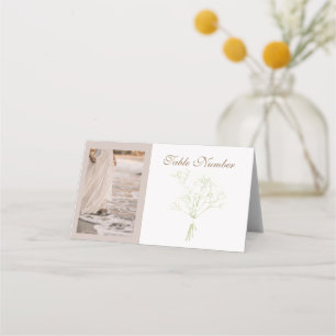Elegant Romantic Coastal Wedding Folded Place Card