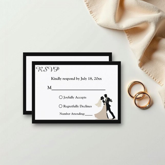 Elegant Romantic Couple Black & White Chic Wedding RSVP Card (Creator Uploaded)