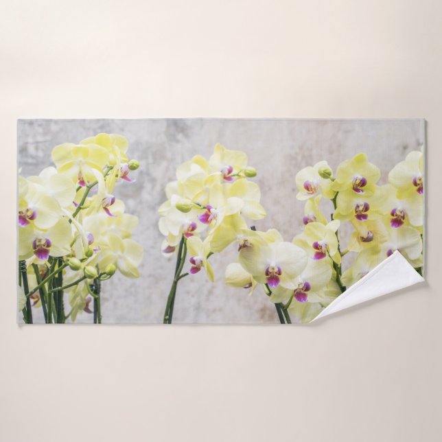 Elegant Romantic Cream & Lilac Orchids Bath Towel (Bath Towel)