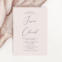 Elegant Romantic Dusty Rose Script Wedding