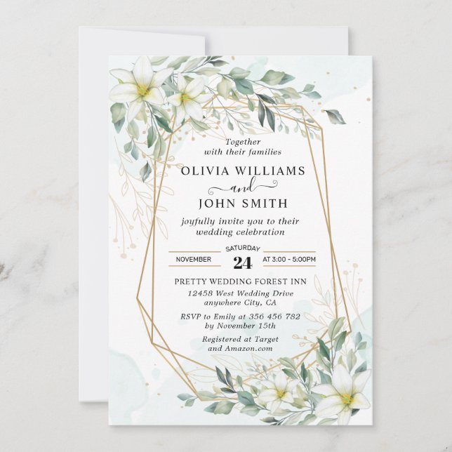Elegant Romantic Eucalyptus Greenery - F001 Invita Invitation (Front)