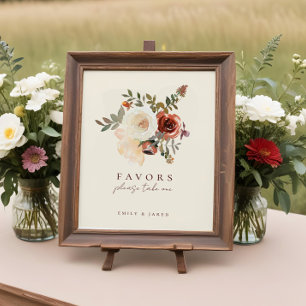 Elegant Romantic Fall Floral Wedding Favours Sign