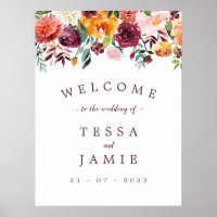 Elegant Romantic Fall Floral Wedding Poster