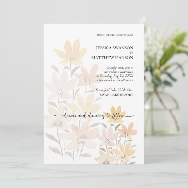 Elegant Romantic Floral Boho Garden Invitation (Standing Front)