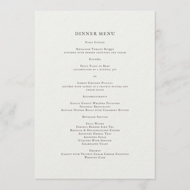 Elegant Romantic Floral Dinner Menu (Front)