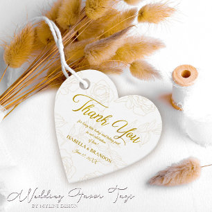 Elegant Romantic Floral Gold Script Wedding Favour Tags