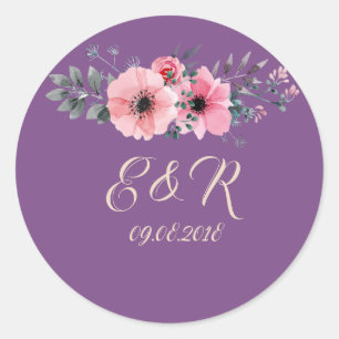 Elegant Romantic  Floral Wedding Classic Round Sticker