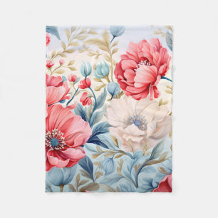 Elegant Romantic Flower Botanical Garden Fleece Blanket