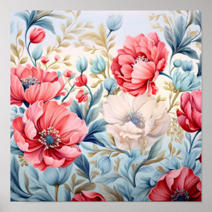 Elegant Romantic Flower Botanical Garden Poster