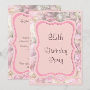 Elegant & Romantic Framed Bouquet 35th Birthday Invitation