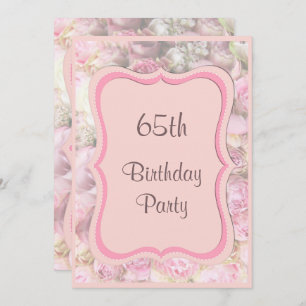 Elegant & Romantic Framed Bouquet 65th Birthday Invitation