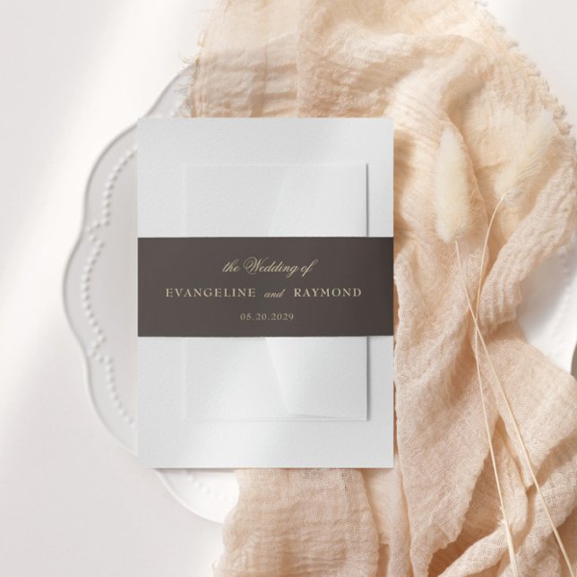 Elegant Romantic Gold Script Wedding Invitation Belly Band (Creator Uploaded)