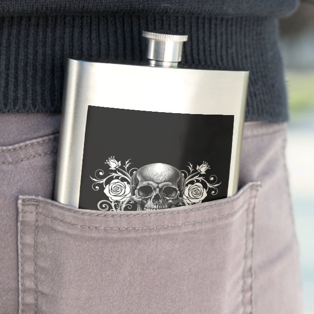 Elegant, Romantic Goth Hip Flask (In Situ)