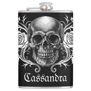 Elegant, Romantic Goth Personalized  Hip Flask