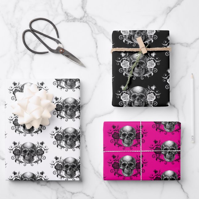 Elegant, Romantic Goth Set Wrapping Paper Sheet (Front)