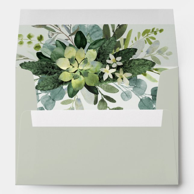 ELEGANT ROMANTIC GREENERY EUCALYPTUS TABLE NUMBERS ENVELOPE (Back (Bottom))