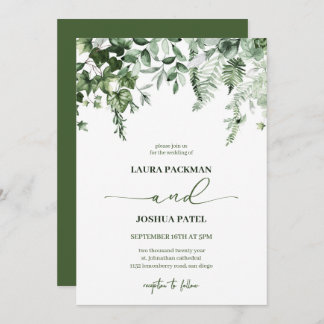 Elegant & Romantic Greenery Ivy and Sage Wedding Invitation