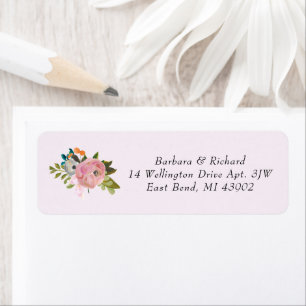 Elegant Romantic Handpainted Floral Wedding Return Address Label