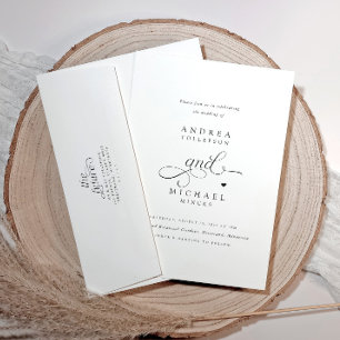 Elegant Romantic Heart All in One Wedding Wedding Invitation