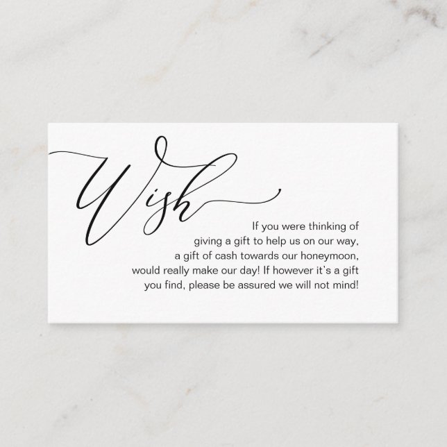 Elegant Romantic, Honeymoon Wish, Money Cash Enclosure Card (Front)